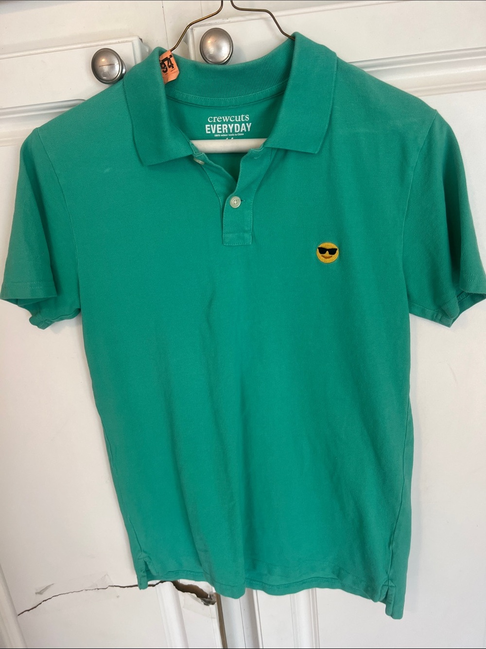 Crewcuts Teal Polo with Sunglasses Emoji Patch